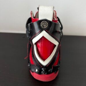 Red and black leather custom made sneakers